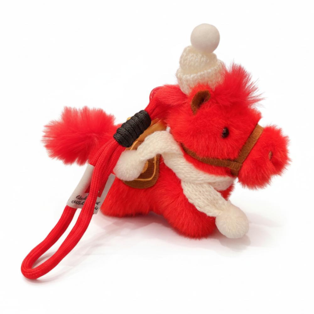 Creative Plush Horse Keychain Scarf Cartoon Horse Doll Pendant Plush Pony Pendant Birthday Gift красный