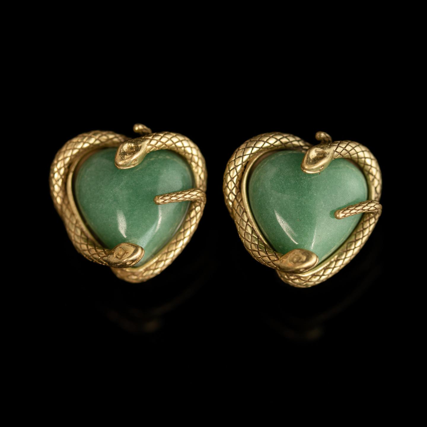 Средневековый Винтажный Высокая Мода Индивидуальность Темперамент Высокий, Ретро Золотой Зеленый Натуральный Камень Любовь Змея Костюм