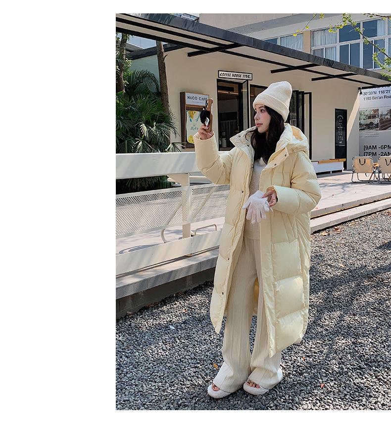 Mingmo Damen Langer Daunenmantel im koreanischen Stil - Überknie, Verdickt, 90% Weiße Entendaunen, Übergröße, Studentenstil.