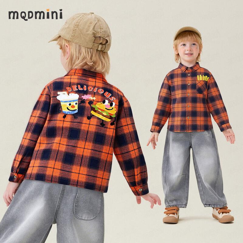 MQDMINI Boys  Long Sleeve Plaid Shirt 120cm