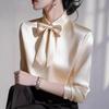 Summer-inspired, Versatile Long-sleeved Blouse with A Bow Collar for Women
