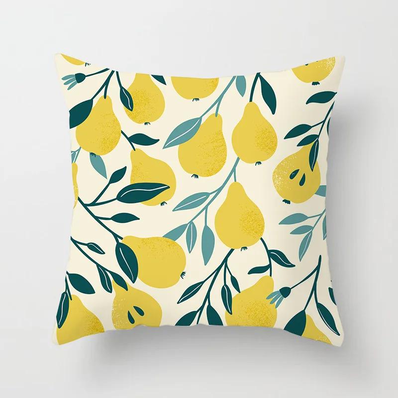 Lemon Water Pattern Watermelon Red Blue Polyester Throw Pillow Waterproof Oilcloth Car Interior Sofa Decoration Pillowcase 40911
