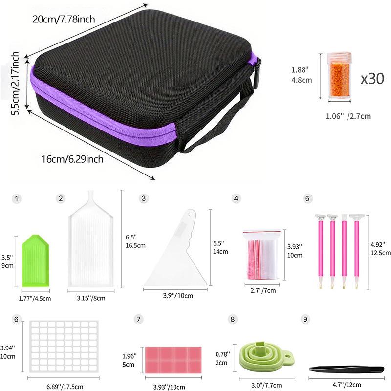 60 Grids Multi-Function Diamond Painting Kit with Essential Oil Storage Portable Carrying Case & Organizer