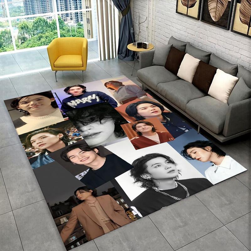 Kpop B-BTS SUGA Agust D Yoon Gi Carpet Rug for Playroom Bedroom Living Room Sofa Home Decor,Area Rug Non-slip Floor Mat Gift