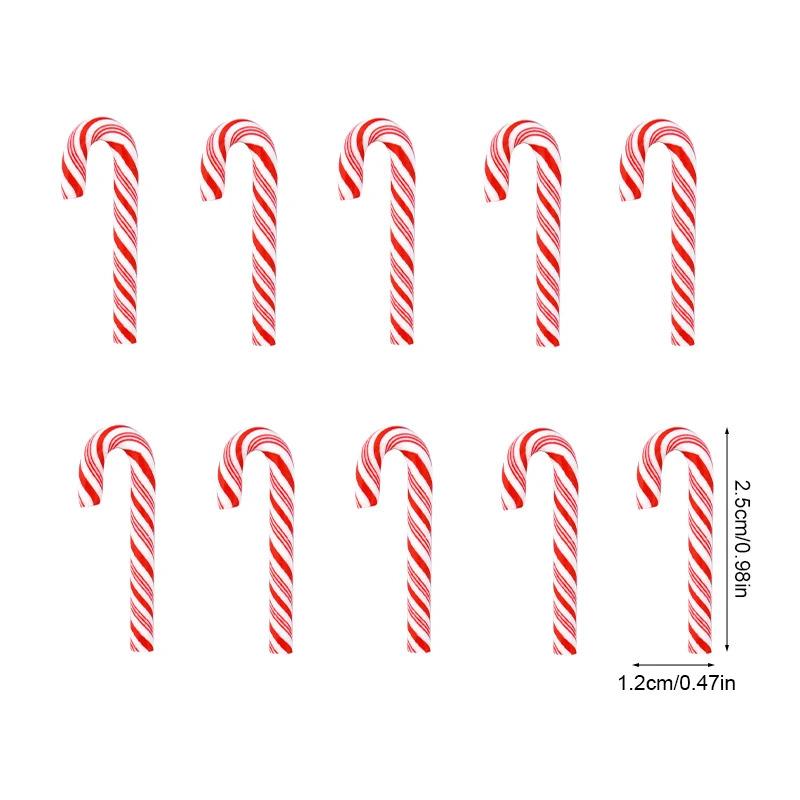 10/30Pcs Mini Candy Cane Christmas Decoration Red White Resin Candy DIY Crafts Xmas Pendant Navidad Home Decor New Year