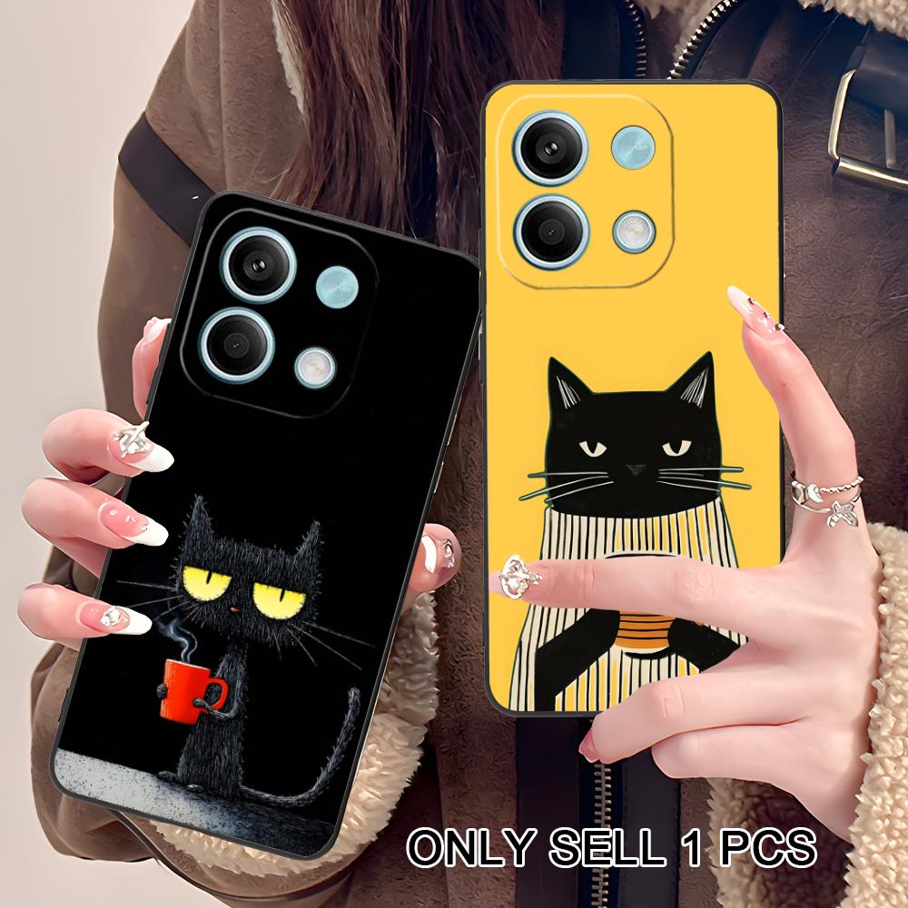 Cute Coffee Cat Matte TPU Mobile Phone Case for POCO M7 M6 M5 M4 M3 X7 X6 X5 X4 X3 Pro GT 5G Colorful Printing Cover