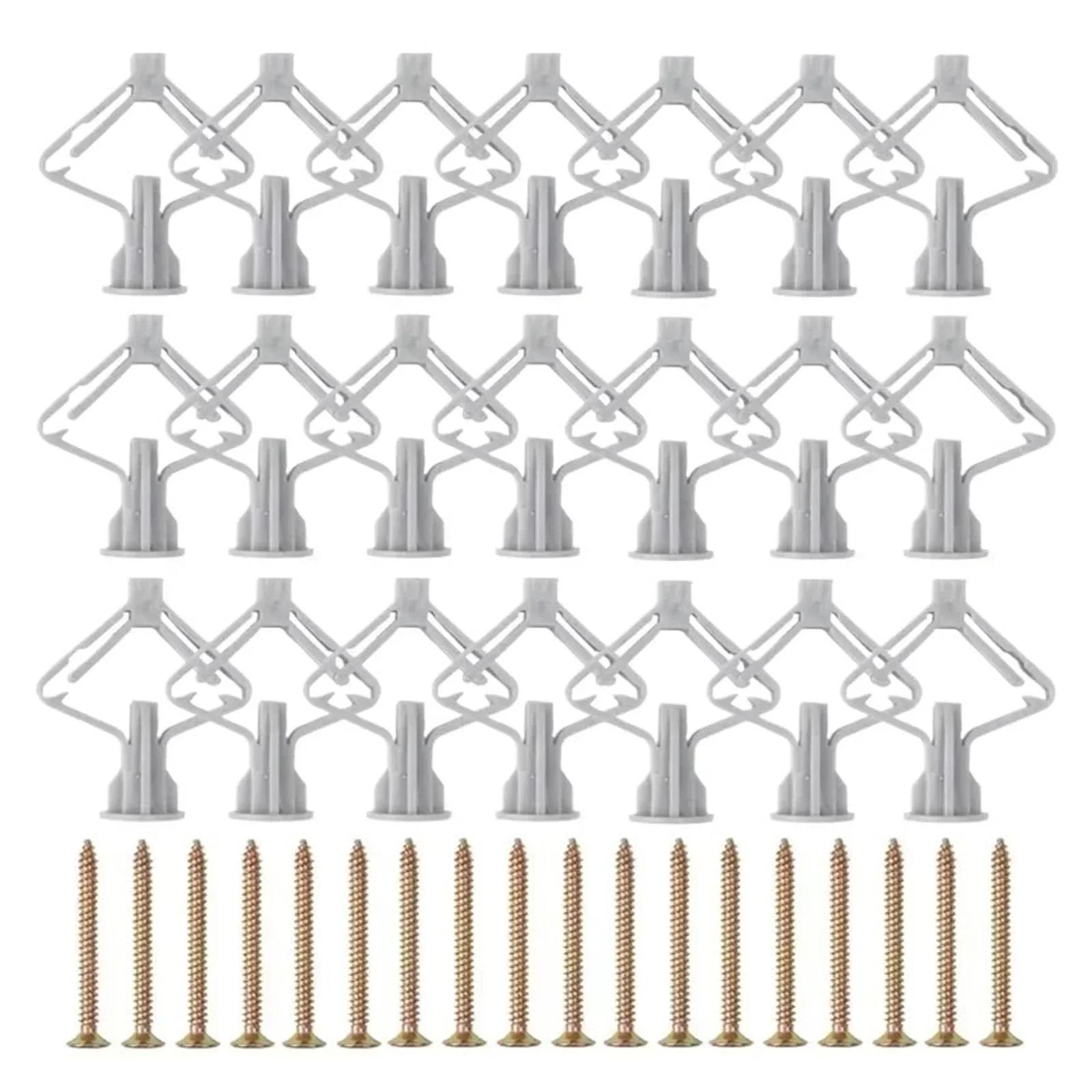 

Butterfly Shape Plasterboard Expansion Screws Tube Kit Toggle Wall Anchor Plugs Hollow Drywall Bolt Fastener Hardware Fixed Tool 20PCS (10sets)