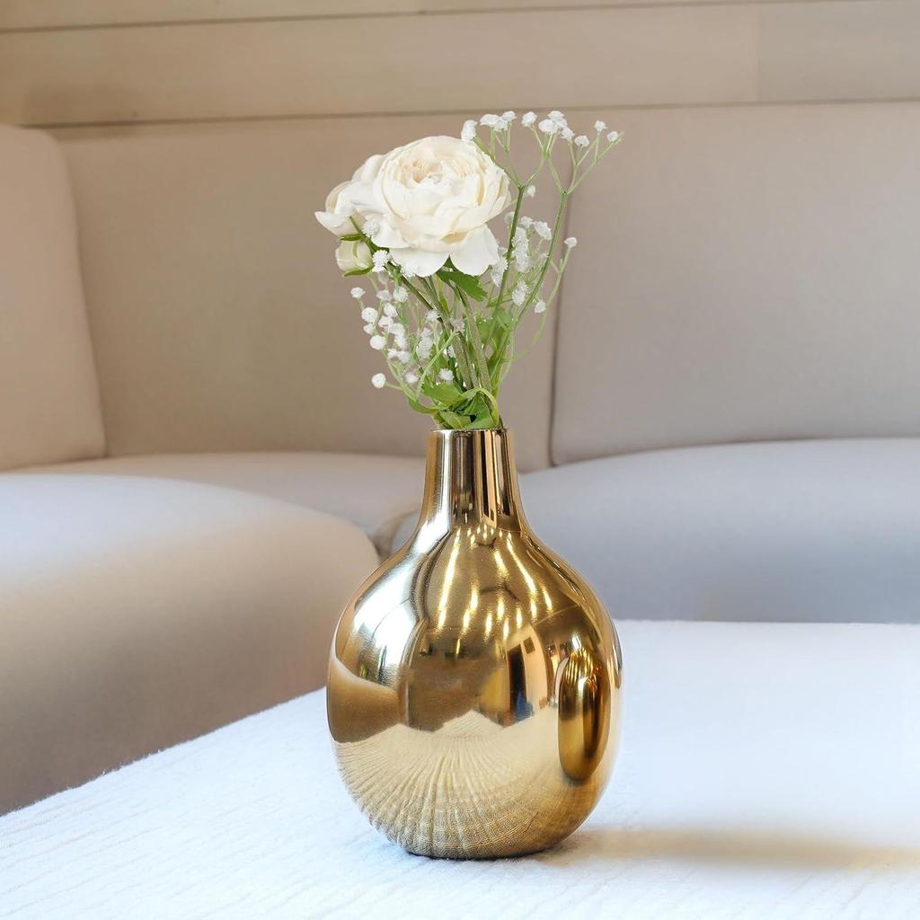 Metal Flower Vase For Home Dcor Living Room Office Wedding | Table Decorative Item For Festivals Birthday Golden Vase 1Pcs
