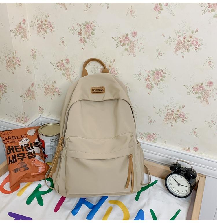 Solid Color Backpack Junior High School Backpack Simple Large Capacity Backpack