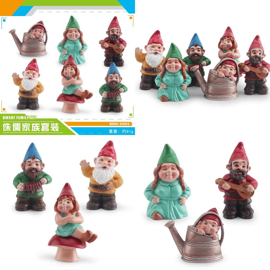 Realistic Pvc Christmas Gnome Goblin Dwarf Elf Family Decor Set Of Six Figures