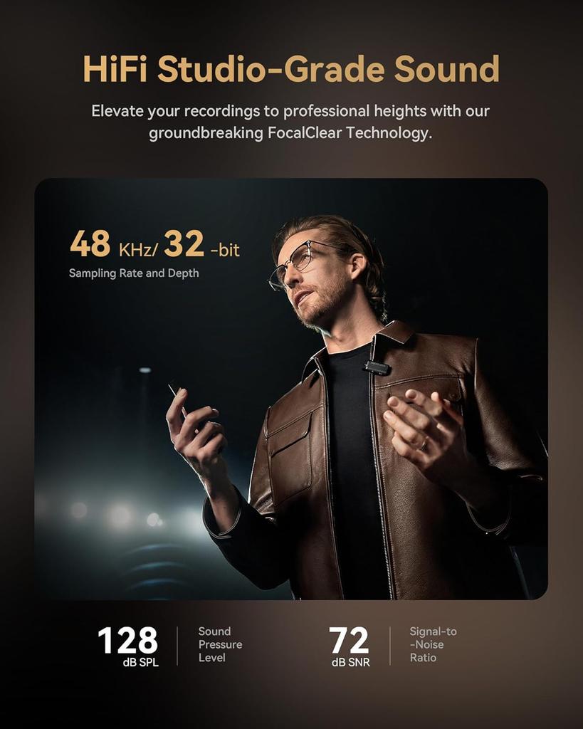 Hollyland Lark MAX 2 Combo Drahtloses Lavalier-Mikrofon für iPhone/Kamera/Android, KI-Rauschunterdrückung, Full-Chain-Audio, 340m Übertragung