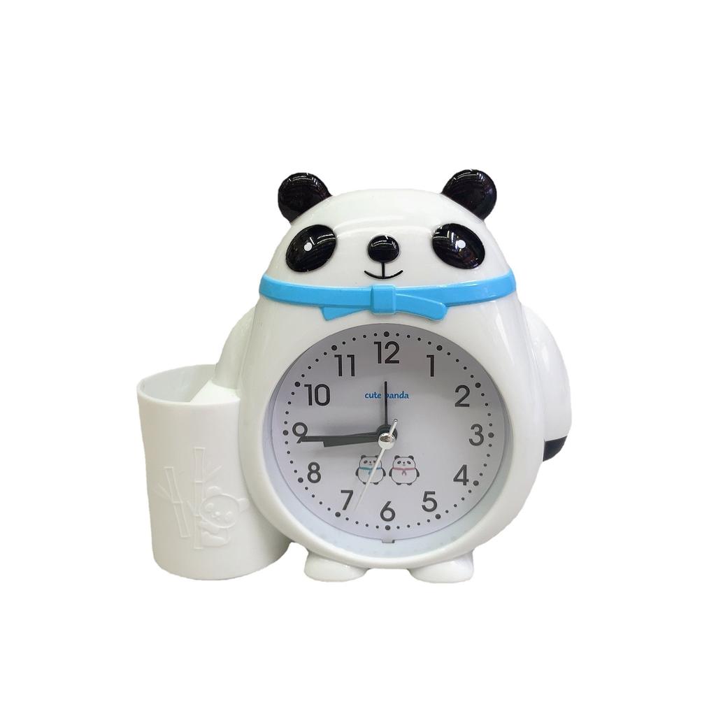 New Multi-Function Panda Pen Holder Bedroom Alarm Clock Cartoon Gift Student Lazy Wake-Up Watch Premium Durable