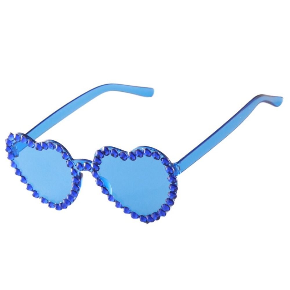 Heart-shaped Frame Fashion Rhinestone Sunglasses Outdoor Travel Party Sunglasses Sun-Protective Black Shades Glasses
