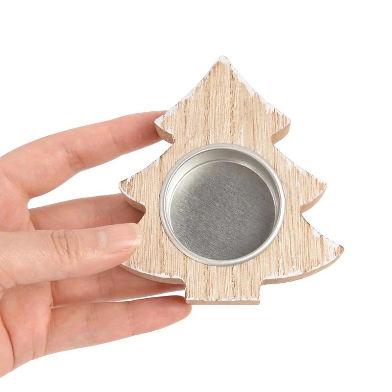 Christmas Wooden Candle Holder Snowflake Xmas Tree Candlestick 2025 Christmas Home Table Decorations Ornament New Year Gift