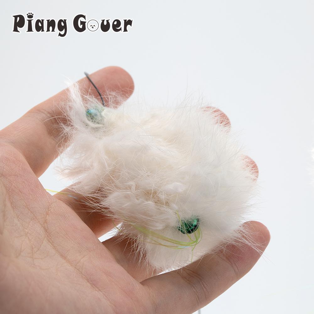 5pcs White Plush Cat Toy Replaces Head Cat Teasing Stick Teasing Interactive Wand Pet Toy