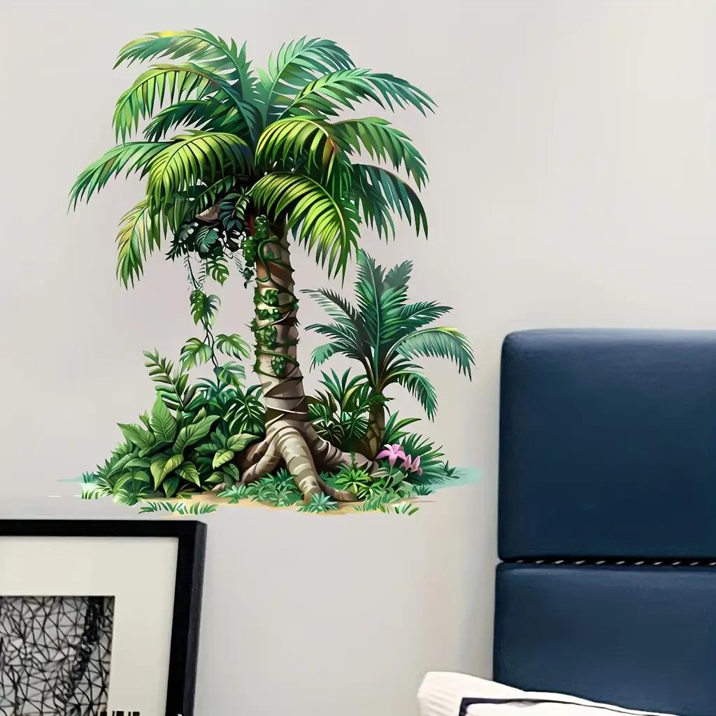 Tropical Coconut Tree Cartoon Palm Wall Sticker Self Adhesive Waterproof Living Room Bedroom Decor
