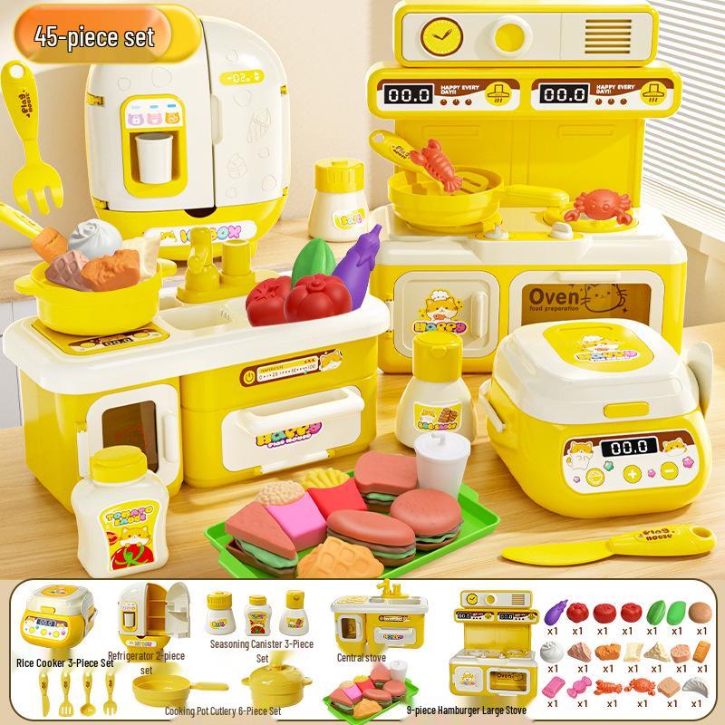 6688-10A Kitchen Role-Play Set: Stovetop, Dishwashing Basin & Tableware for Girls