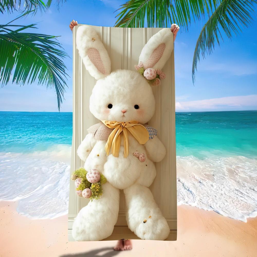 New Easter Beach Towel Festive Party Arrangement Outdoor Beach Towel Microfiber Rabbit