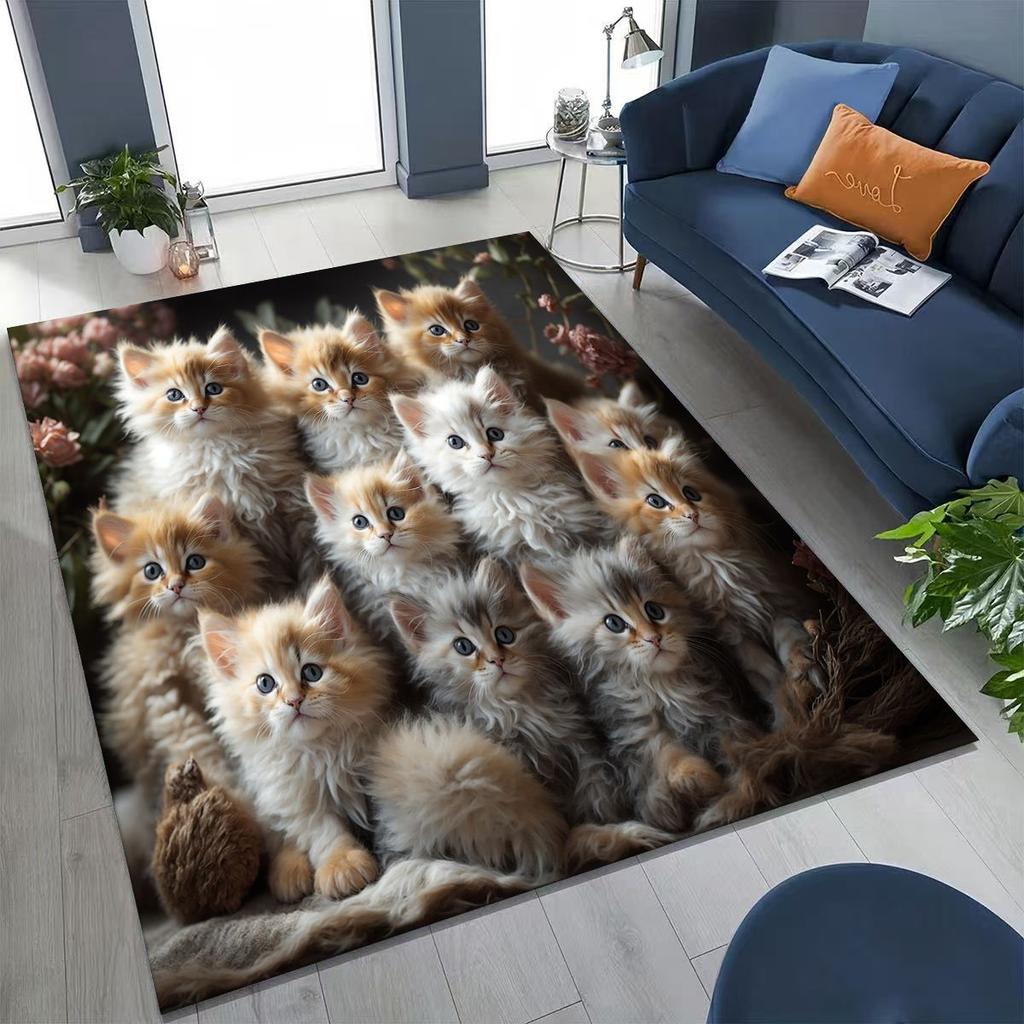 Neuer Niedlicher Katze Kätzchen Miau Cartoon Teppich für Schlafzimmer Wohnzimmer Sofa Zuhause Fußmatte Dekor, Große Kinder Spiel Anti-Rutsch Bodenmatte
