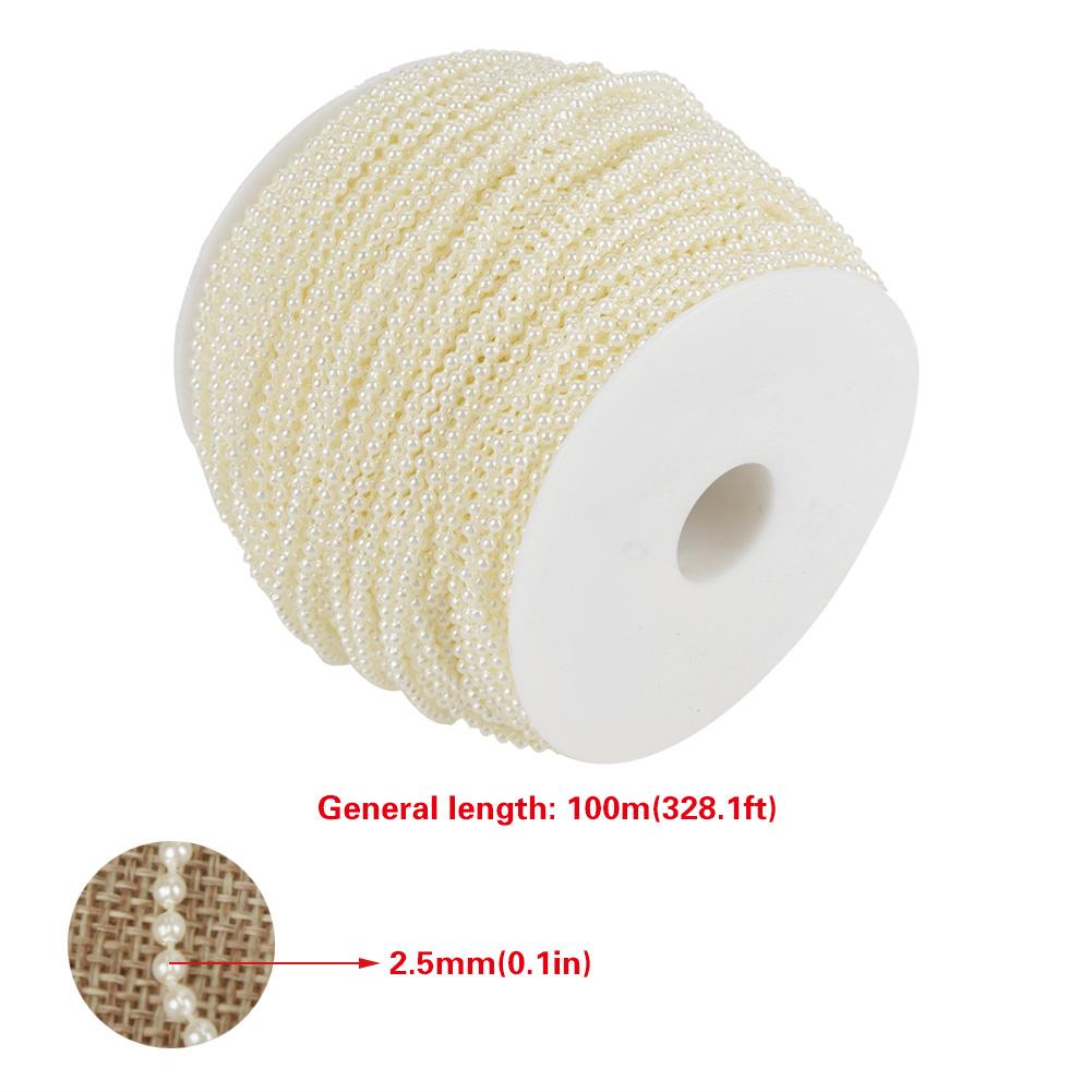 100m roll Imitation Pearl Wire Beads Garland String DIY Wedding Decoration 2.5mm