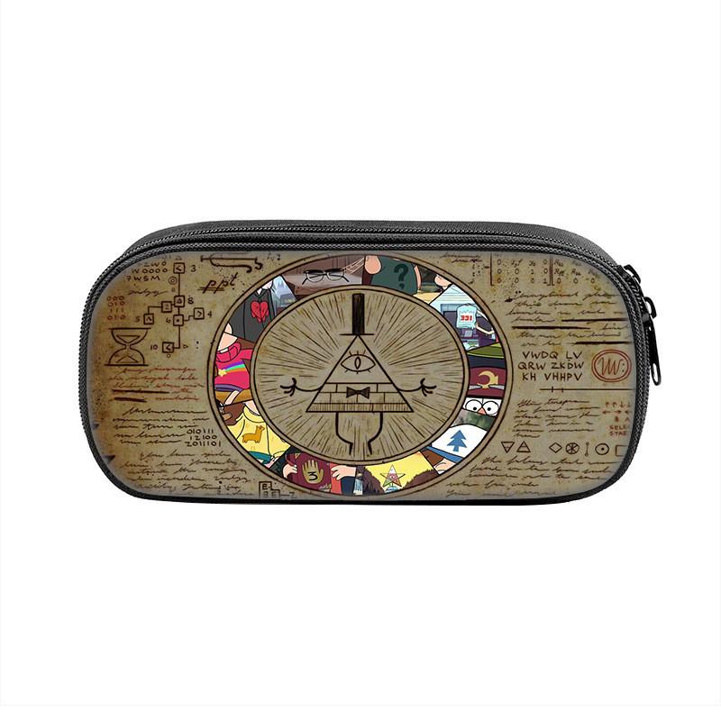 Gravity Falls Cartoon Pencil Case Large Capacity Nylon School Supply Organizer For Students