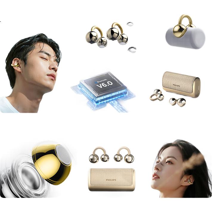 PHILIPS TAQ5020 Wireless Bluetooth Open-Ear Clip Earphones Noise Cancelling Sports Gaming Low