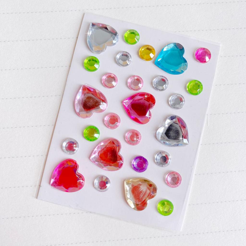 2 Pieces of Mini Heart Diamond Sticker Plum Blossom Star Color Acrylic Flower Sticker Make-up Eye Patch Children