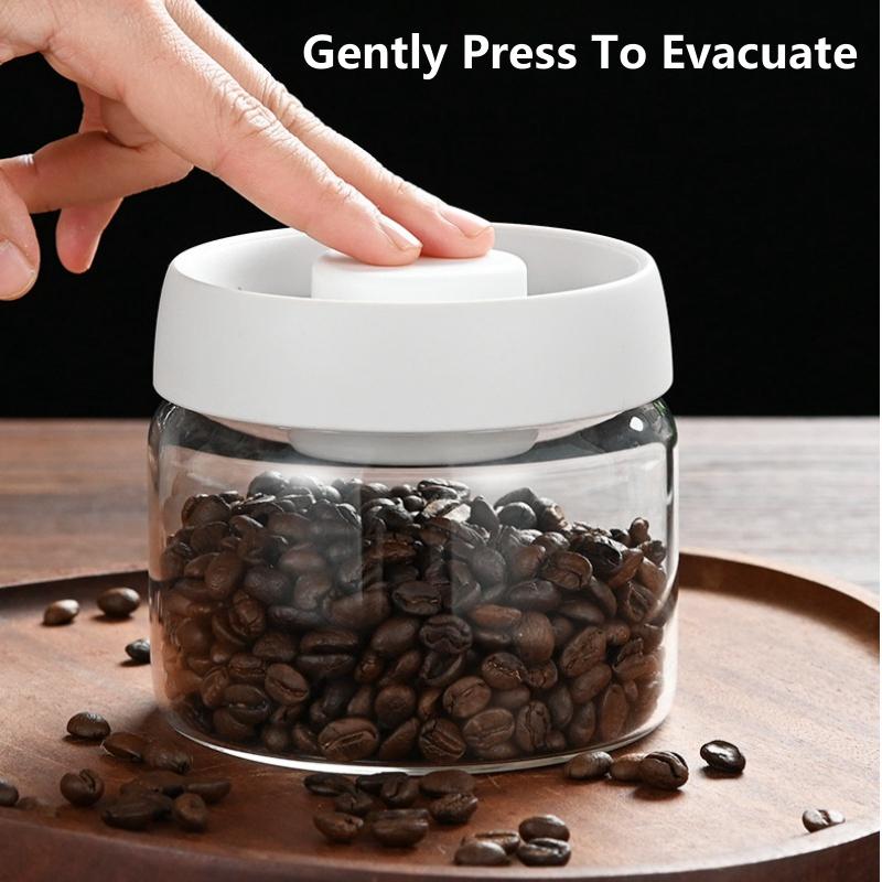 Coffee Beans Vacuum Sealed Tank Glass Sealed Jar Household Moisture-proof Air Extraction Airtight Container Household Coffee Set