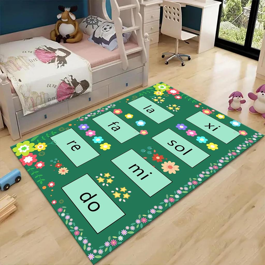 Kids Area Rug ABC Learning Rug Crawling Mat Non Slip Children's Room Carpet for Classrooms School Nursery Children's BedrooM