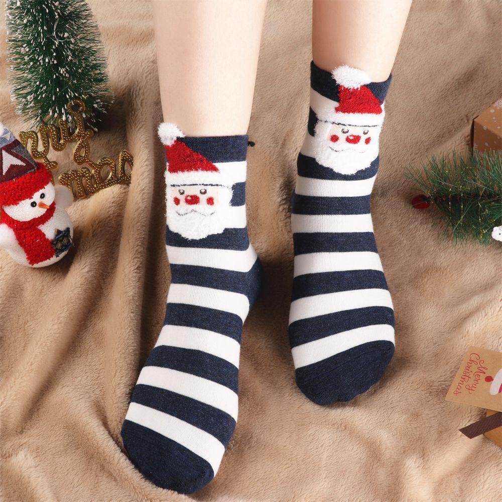 

Теплі шкарпетки з Санта Клаусом, осінньо-зимові, мультяшні, кольорові, бавовняні, з різдвяними тваринами, різдвяний подарунок D