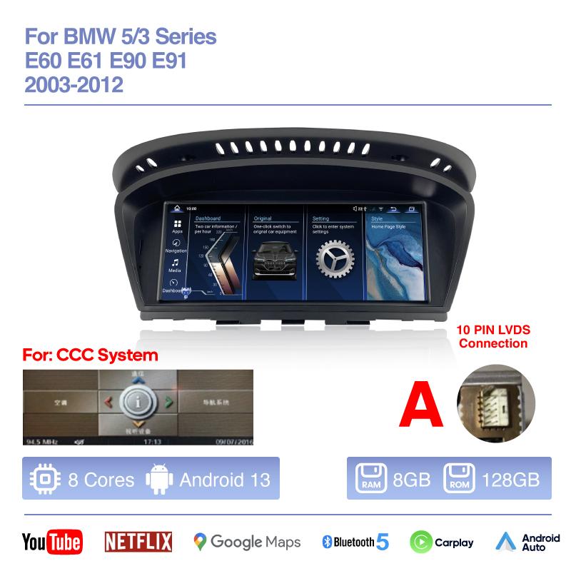 Android 13 For BMW 3 Series 5 Series E60 E61 E90 E91 2003-2012 8.8" Car Multimedia Player GPS Navigation Radio Carplay Auto 360