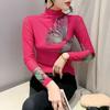 Mesh Temperament Bottoming New Fashion Women's Long-sleeved Printed High-neck T-shirt Top Slim