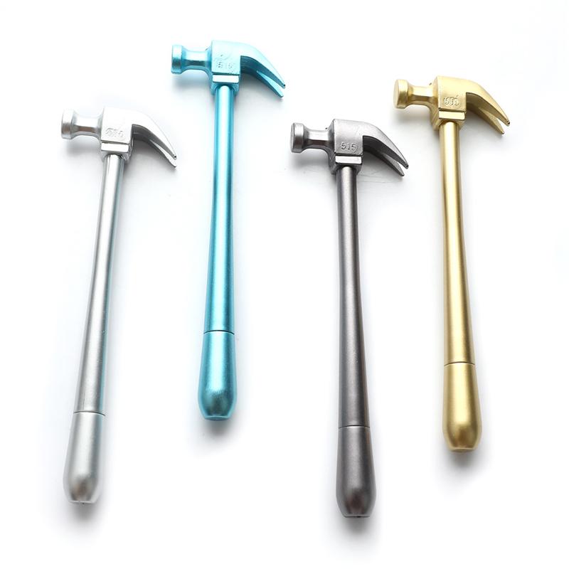 2Pcs Metallic Hammer Tool Stationery Creative Ballpoint Pen Hammer School Supply