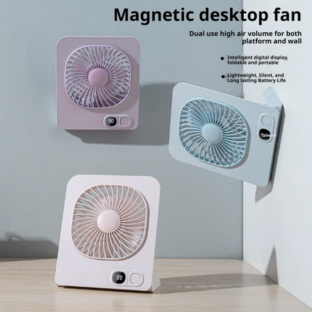 Desk Fan Table Portable USB Rechargeable Foldable Table Fan With 5 Gear Power Display Ultra Quiet Hang Fan For Office Home