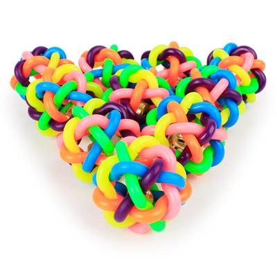 Bunte Glöckchen Geflochtener Ball Hundespielzeug, Mittelgroßer Regenbogen Spielzeugball Haustierspielzeugball