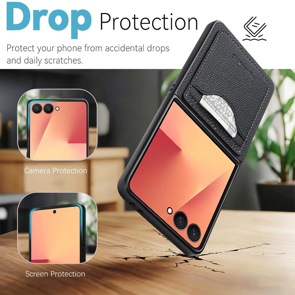 Leather Wallet Case For Samsung Galaxy Z Flip 8 7 Fe 6 5 4 3 Flip8 Flip7 Flip 7Fe Flip6 Flip5 Flip4 Flip3 Kickstand Phone Cover
