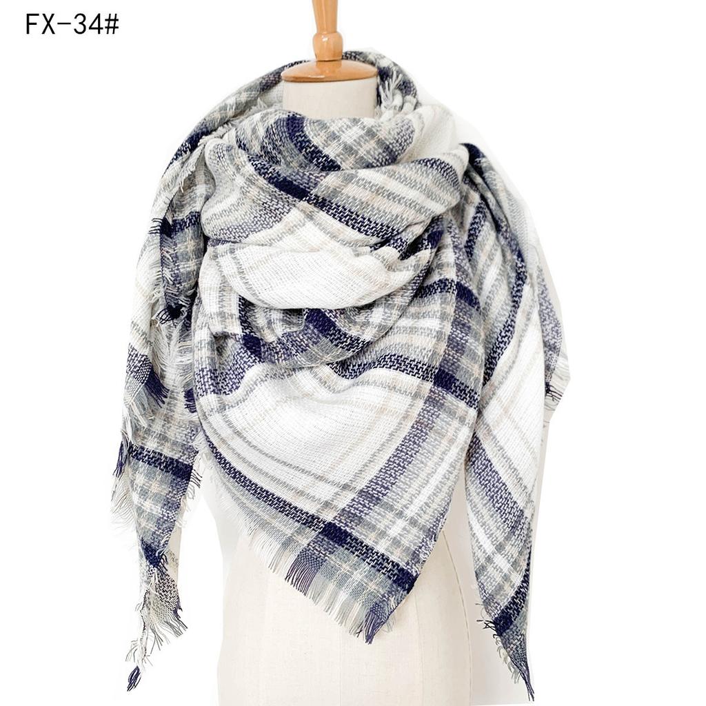 Factory Direct Sales Foreign Trade Autumn/winter New Neck Scarf, Imitation Cashmere Acrylic Black Beige Plaid Square Scarf, Women's Shawl