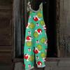 Women's Casual Loose Jumpsuit Christmas Print Wide Leg Jumpsuit Sleeveless With Pockets