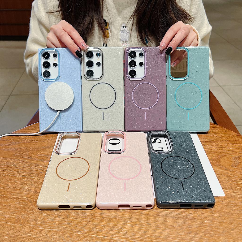 For Samsung Galaxy S25 Ultra Case Compatible with MagSafe Glitter Design IMD TPU+PC Phone Back Cover
