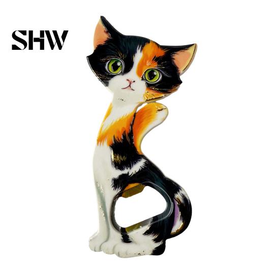 Bottle Opening Tool Cat Opener Fridge Magnet, Vintage Cartoon Kitten Decorative Magnet Magnetic for Home Bars and Kitchen Acrylic