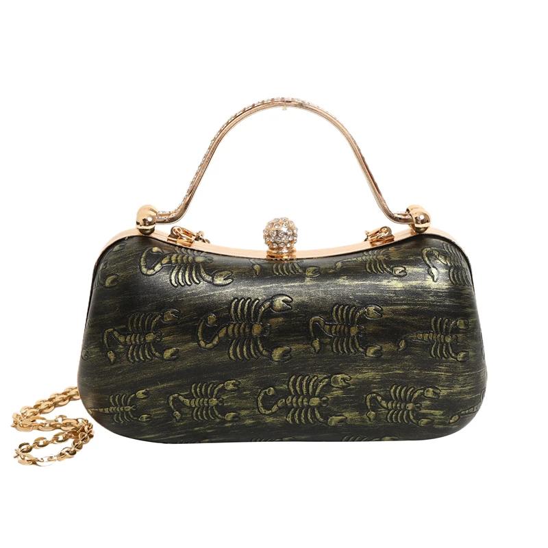 Luxuriöse Leder-Clutch für Damen Diamant feminine Tasche mehrlagig Schulter Crossbody modisch bedruckt