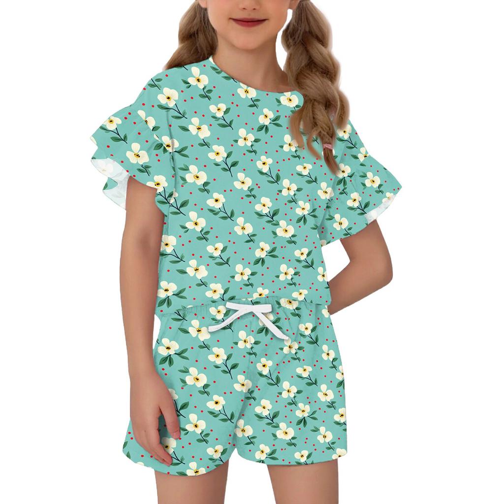 Patriotisches Kinder-Outfit - Kurzarm & Shorts 2-teiliges Set für Mädchen