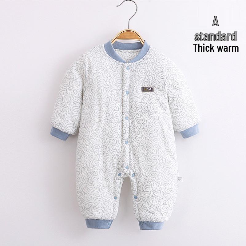 Infant Quilted Winter Romper, Thick Cotton 150g - Warm, Boneless Baby Jumpsuit for Autumn/Winter