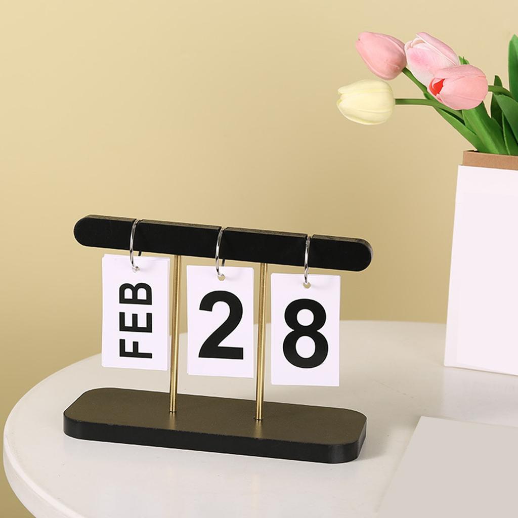 Wooden Perpetual Desk Calendar Desk Office Decor Creative Reusable Flip Chart Perpetual Calendar Weekly Calendar Board