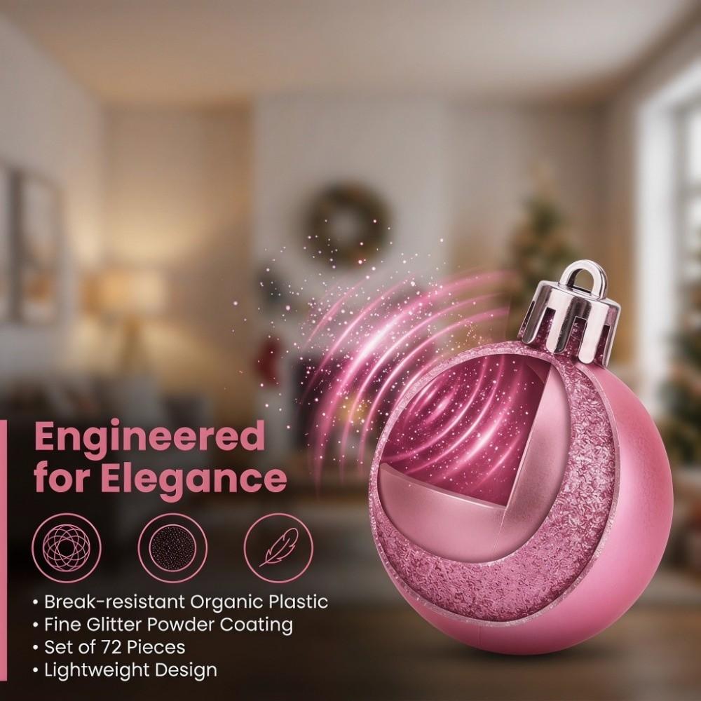 72pcs 3 Cm Christmas Balls 1.2 In Christmas Hanging Ball Christmas Tree Balls  Wedding Decor