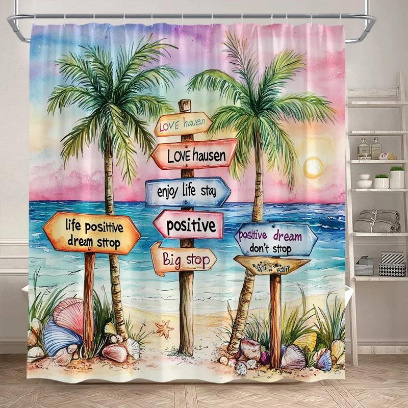 VIKAMA Underwater World Theme Shower Curtain - Waterproof and Mold-Resistant Bathroom Partition Curtain for Home Decoration