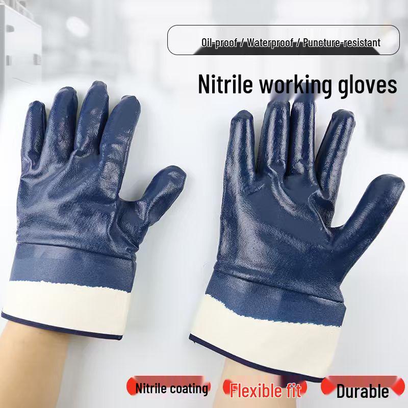 Handun Full Palm Blue Nitrile Coated Work Gloves