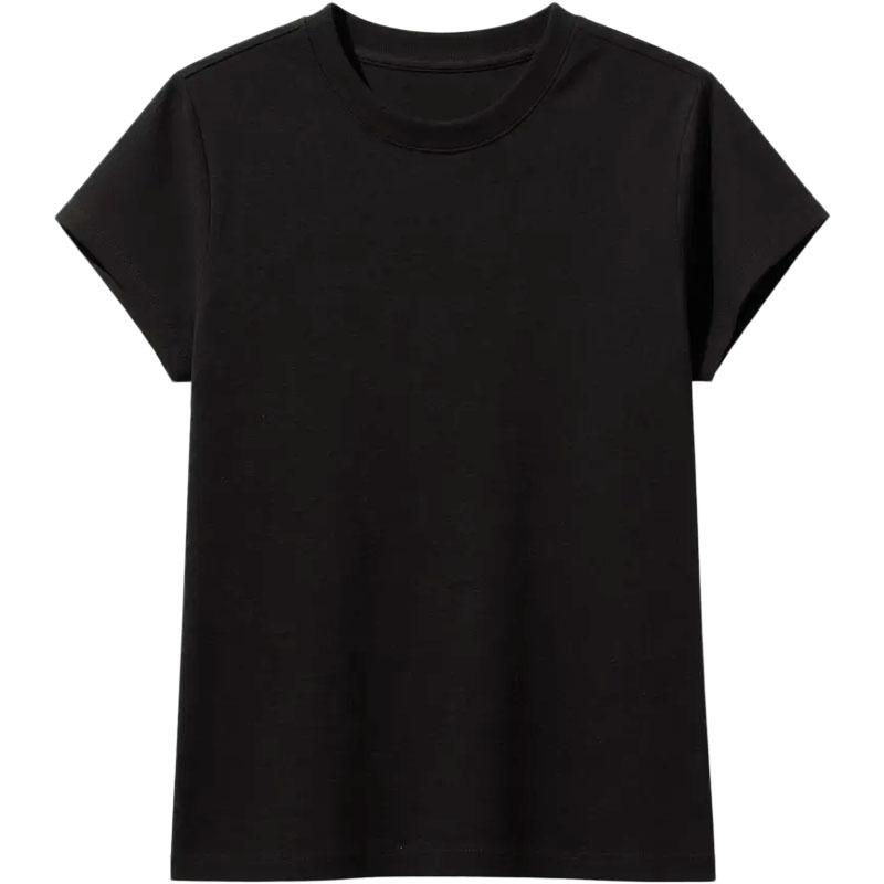 Korean Oat Round Neck Front Shoulder Short-sleeved T-shirt Women's New Simple Casual Fashion Versatile Temperament Top Summer