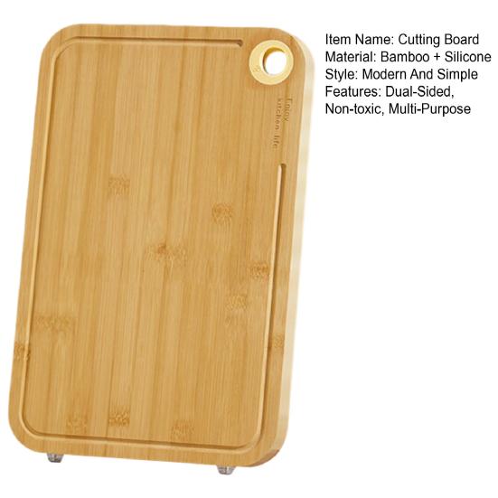 Bamboo Cutting Board Dual-Sided Chopping Boards with Juice Groove Kitchen Butcher Block for Meat Cheese Fruit Vegetables