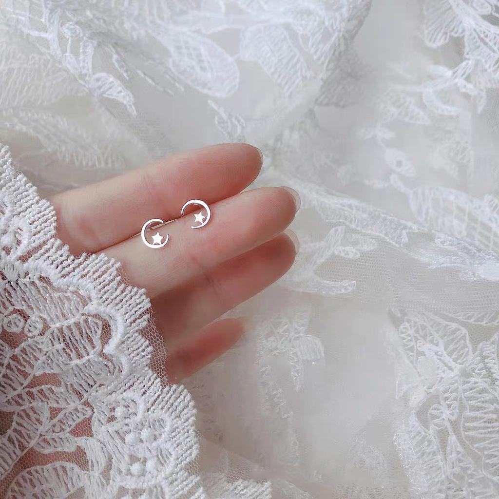 925 Silver Needles Silver Color Mini Star Heart Butterfly Stud Earrings for Women Hypoallergenic Daily Wear Ear Girls Pierc Gift